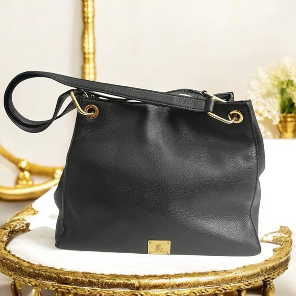 Lauren Ralph Lauren Handbags - Ralph Lauren RRL Black
Leather Tote Shoulder Bag